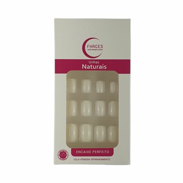 U3002 - Unhas Fhaces  Natural Quadrada Curta com 28 Unid