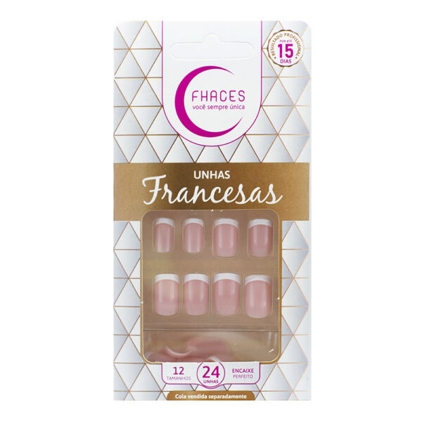 U3006 - Unhas Francesa Rosa com 24 Unid