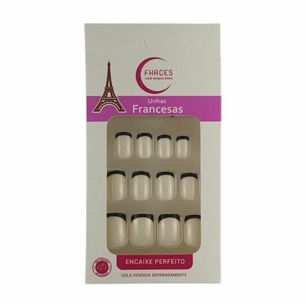 U3015 - Unhas Francesa Pérola com Preta