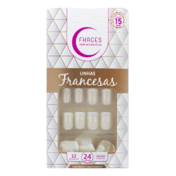 U3016 - Unhas Francesa Pérola com Branca com 24 Unid