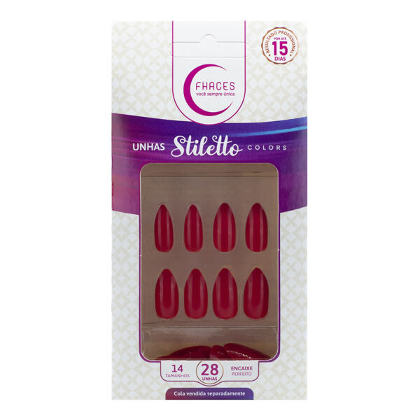 UE1307 - Unhas Fhaces STILETTO Colors Escarlate