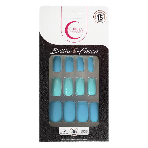 U4030 - Unhas Fhaces Brilho e Fosco Azul Piscina