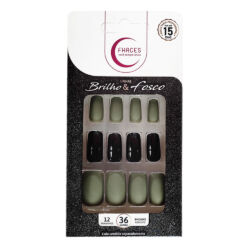 U4031 - Unhas Fhaces Brilho e Fosco Verde Militar - Preto