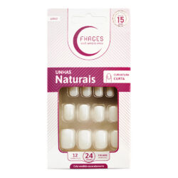 U3022 - Unhas Fhaces Natural Curvatura Curta com 24 Unid