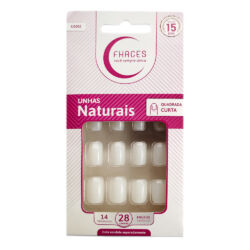 U3002 - Unhas Fhaces  Natural Quadrada Curta com 28 Unid
