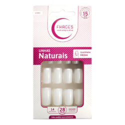 U3003 - Unhas Fhaces  Natural Quadrada Média com 28 Unid