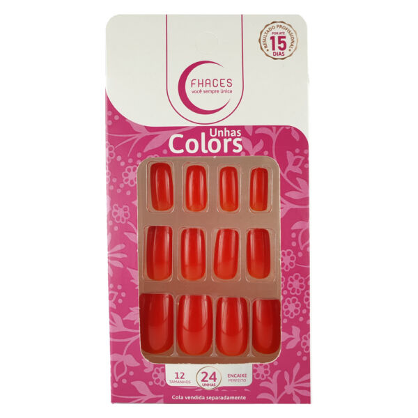 U3054 - Unhas Fhaces Vermelho Vivo