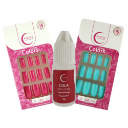 Kit de Unhas Colors Azul Piscina, Rosa Pink e Cola 3g.