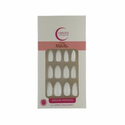 U4089 - Unhas Fhaces Stiletto Branca de Neve