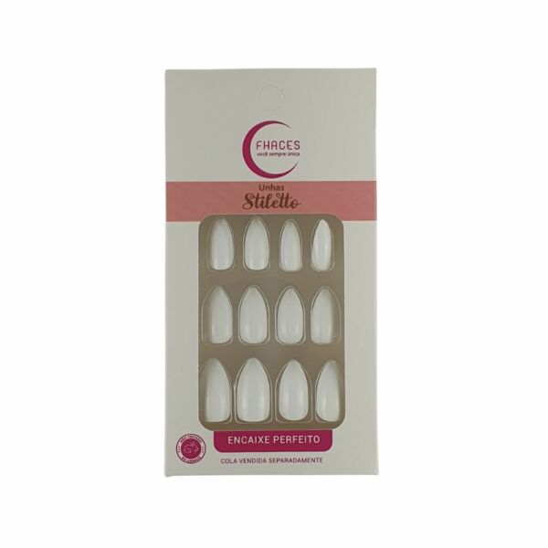 U4089 - Unhas Fhaces Stiletto Branca de Neve