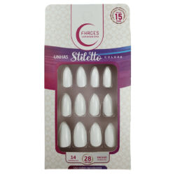 U4089 - Unhas Fhaces Stiletto Branca de Neve