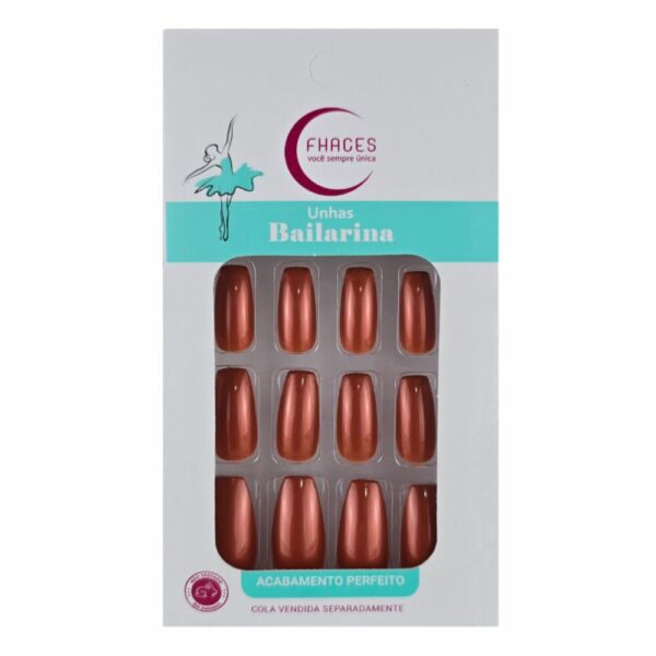 Unhas Fhaces Bailarina Bronze Metálica