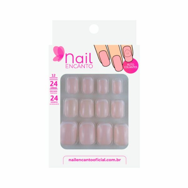 Unhas c/Adesivos Autocolantes Francesa Rosa