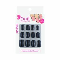 Unhas c/Adesivos Autocolantes Curta Preta