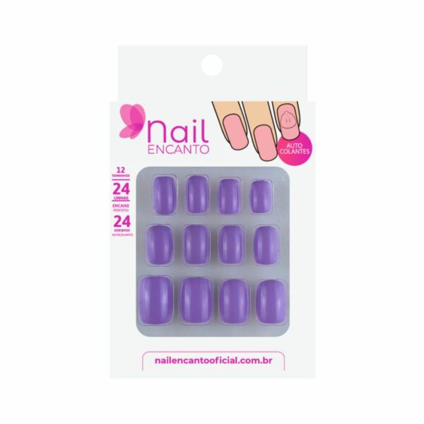 Unhas c/Adesivos Autocolantes Curta Lavanda