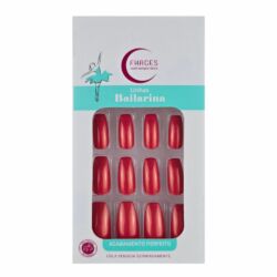 Unhas Fhaces Bailarina Vermelha Metálica